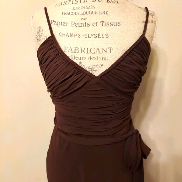 NWT BCBGMAXAZRIA Silk Chiffon Brown Dress Sz S - Picture 2 of 6